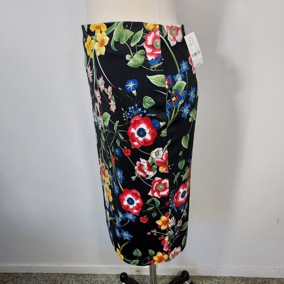 7th Avenue New York Co Women's Skirt Black Floral Size 12 Stretch Straight NWT - Picture 4 of 12